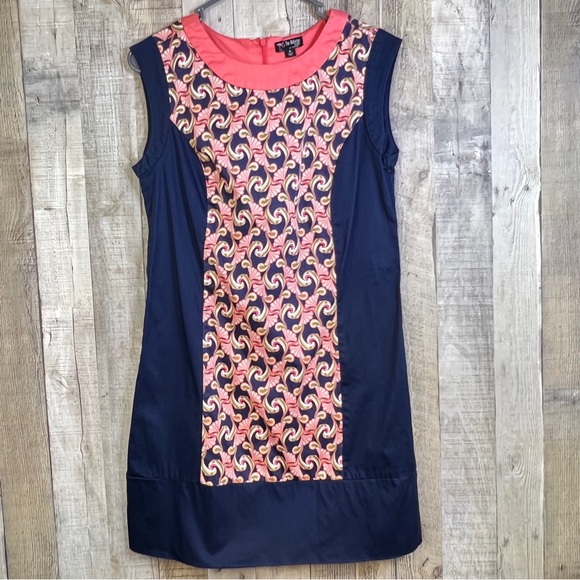 The Webster Miami at Target Size 6 Navy Blue & Flamingo sleeveless Dress - Picture 1 of 9